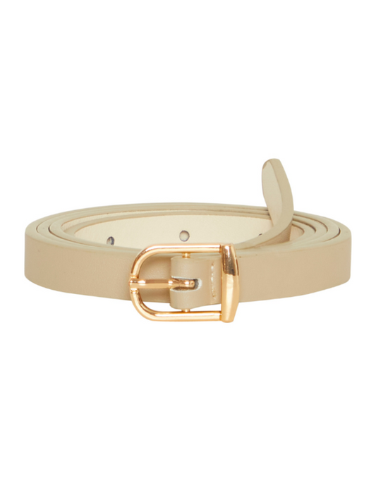 ICHI PALE KHAKI BELT WITH GOLD BUCKLE