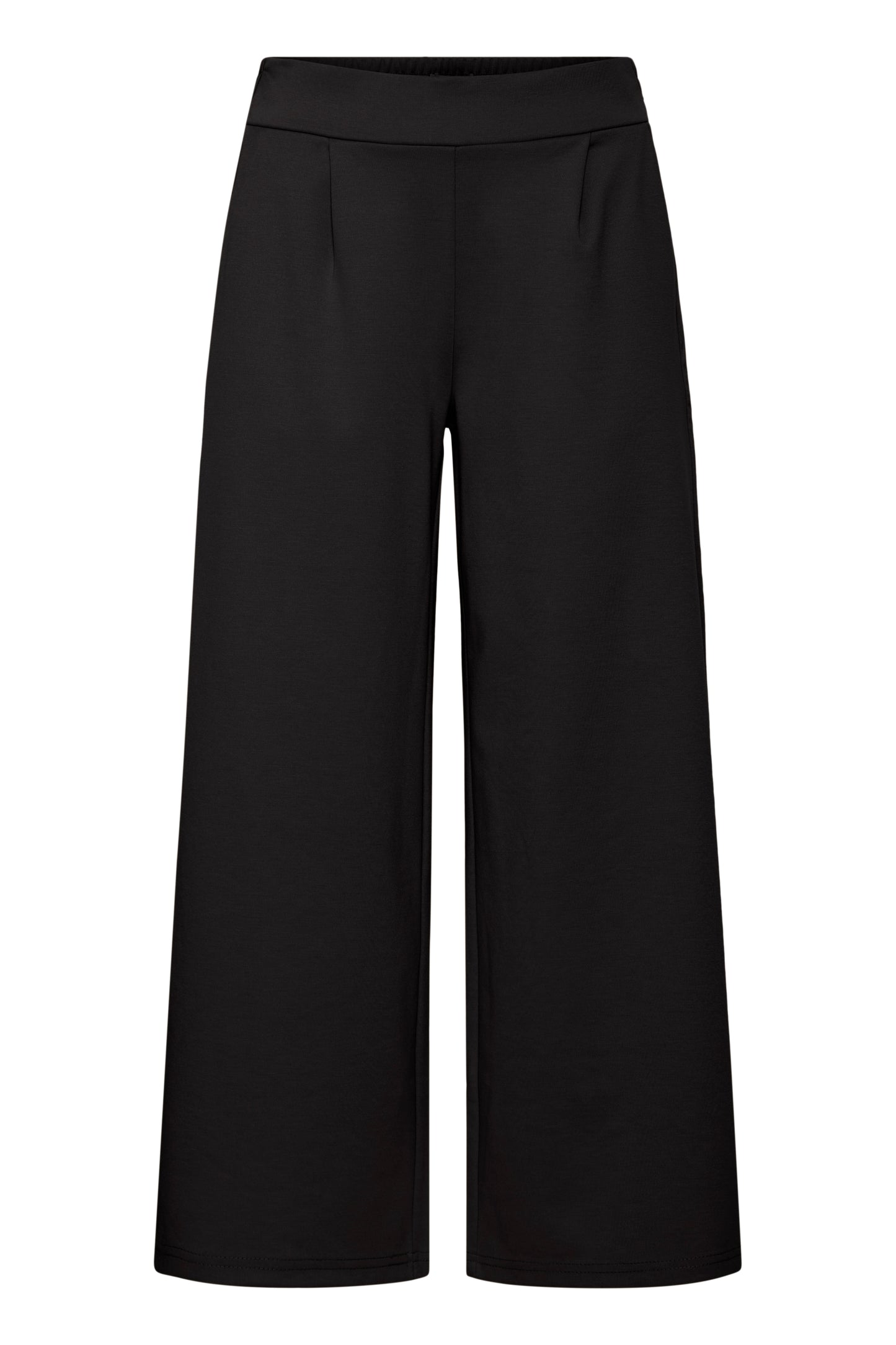 ICHI KATE WIDE LEG CROPPED TROUSERS IN BLACK