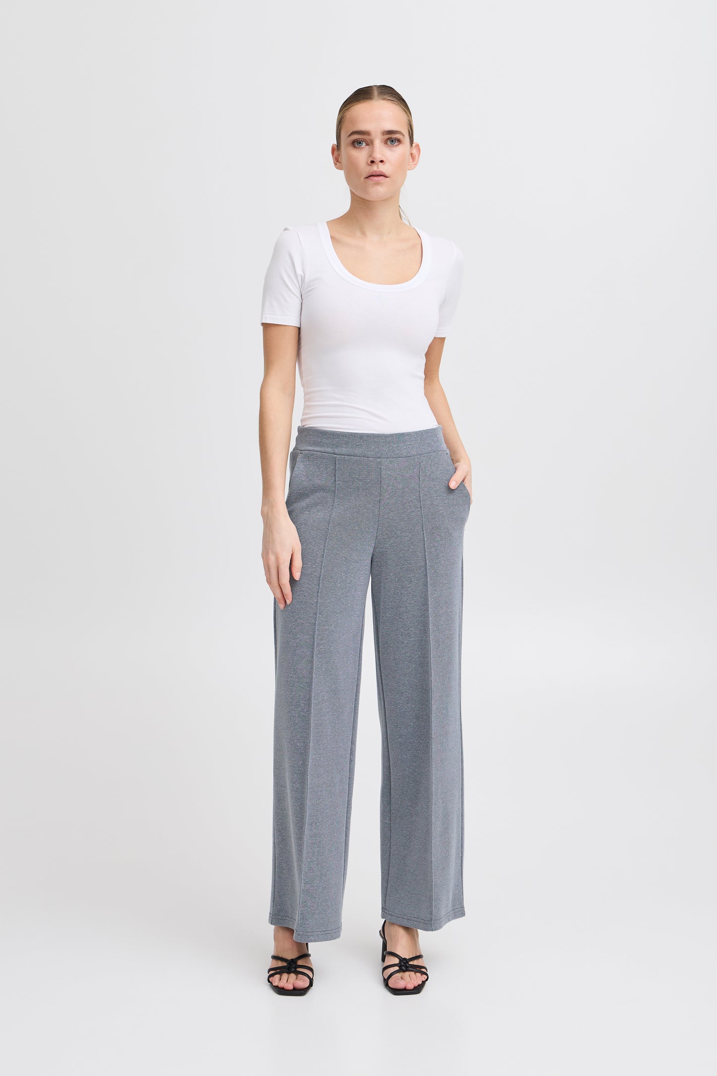 ICHI KATE PIQUE PANT IN MEDIEVAL BLUE