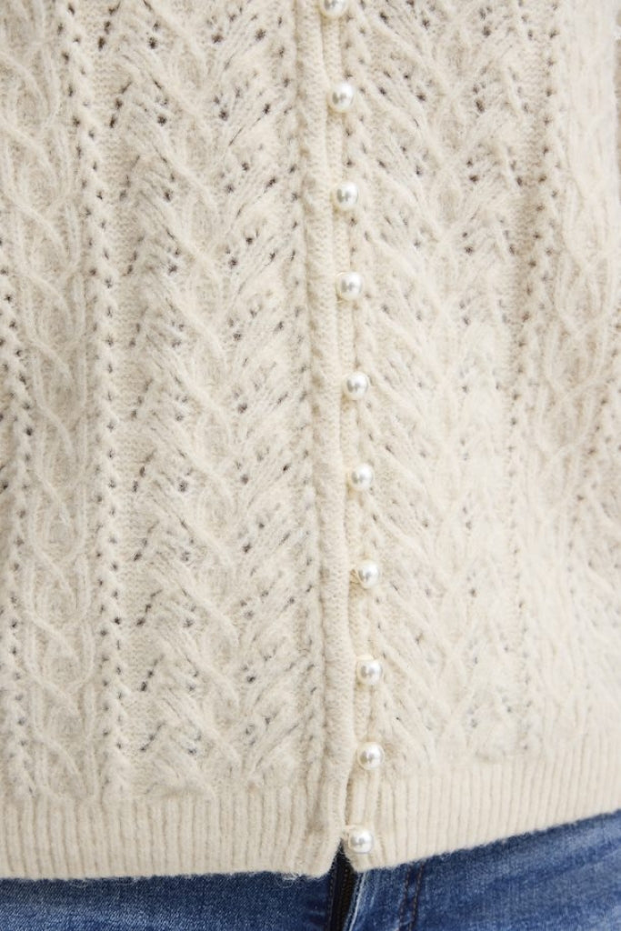 ICHI LIYANNA REVERSABLE SWEATER WITH PEARL DETAIL IN ALMOND MILK