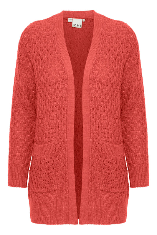 ICHI CRANBERRY ODANSA KNITTED CARDIGAN