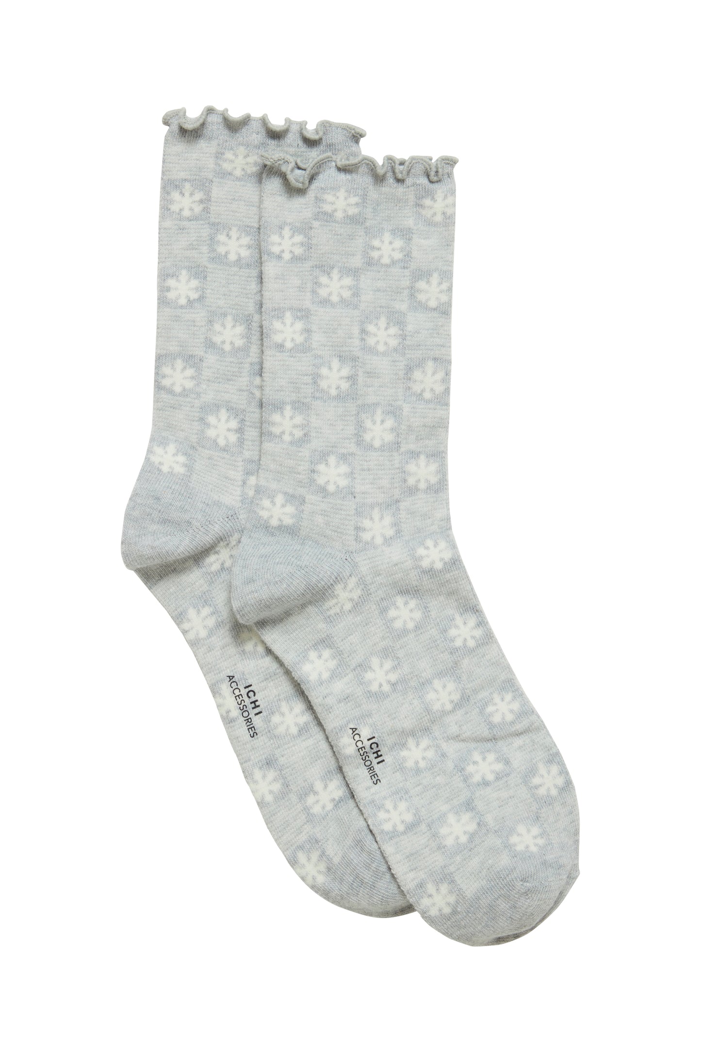 ICHI MELANGE HOLLIE KNITTED COTTON SOCKS IN LIGHT GREY MELANGE