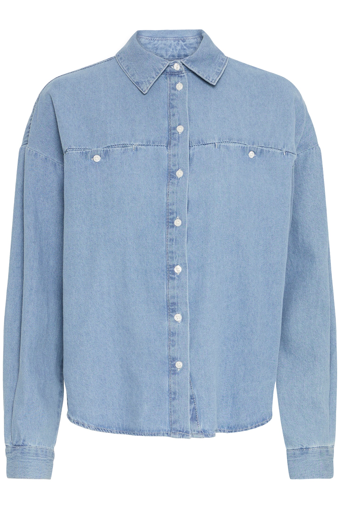 ICHI ARCHER DENIM SHIRT IN LIGHT BLUE WASH