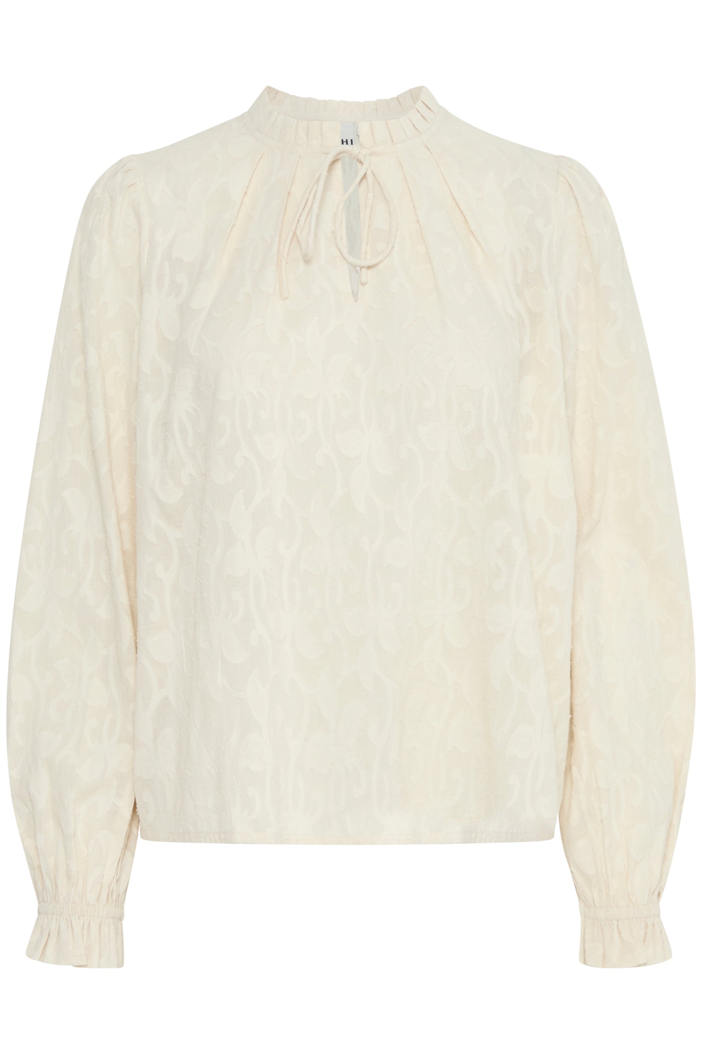 ICHI EONA COLLARED BLOUSE WITH TIE IN BIRCH