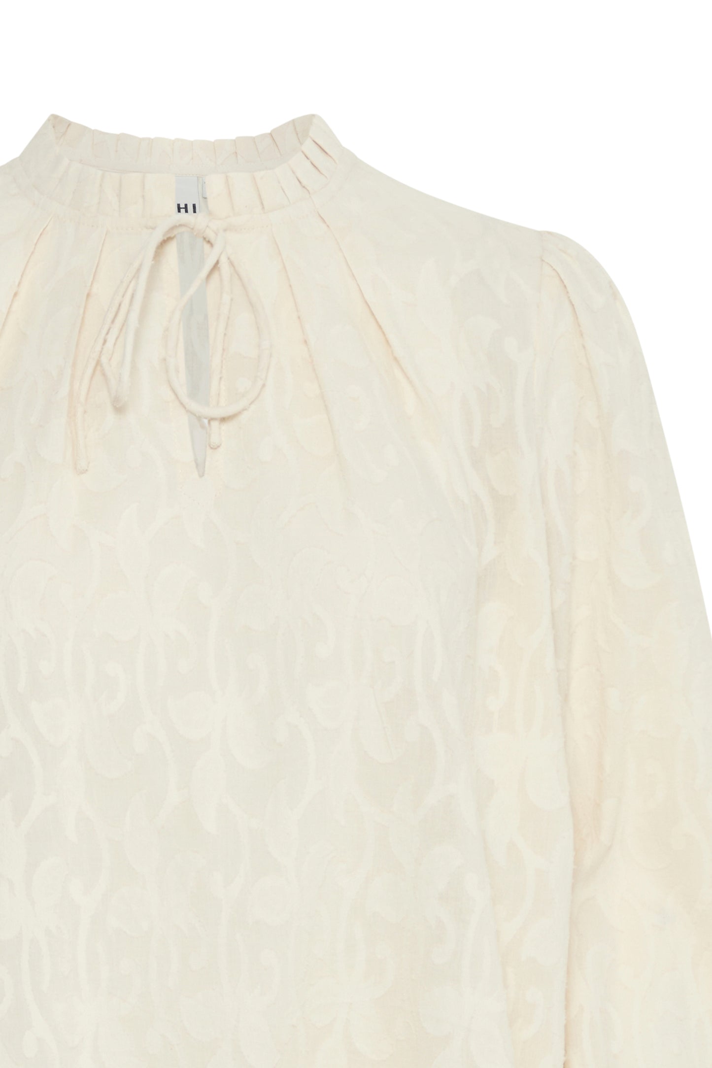 ICHI EONA COLLARED BLOUSE WITH TIE IN BIRCH