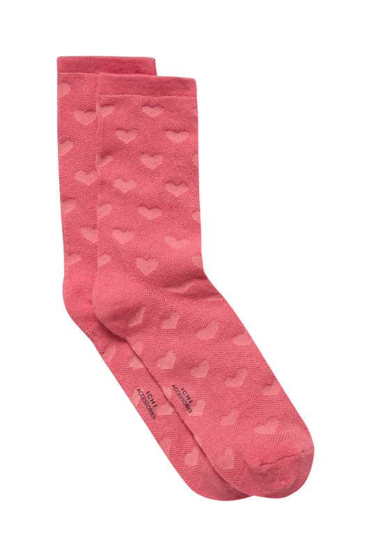 ICHI LOVE HEART SOCKS IN HEATHER ROSE