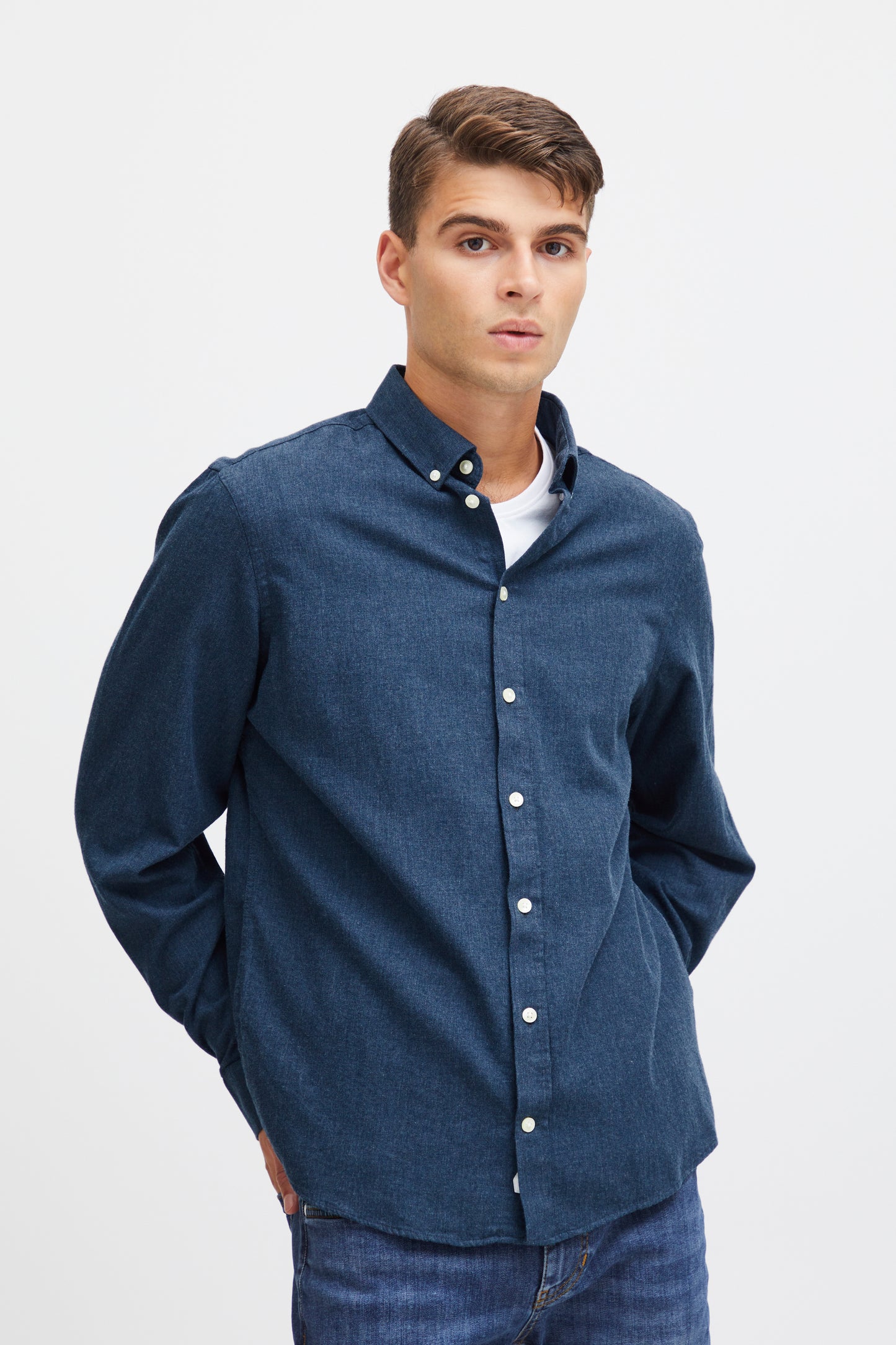 CASUAL FRIDAY DARK NAVY MELANGE ANTON SHIRT