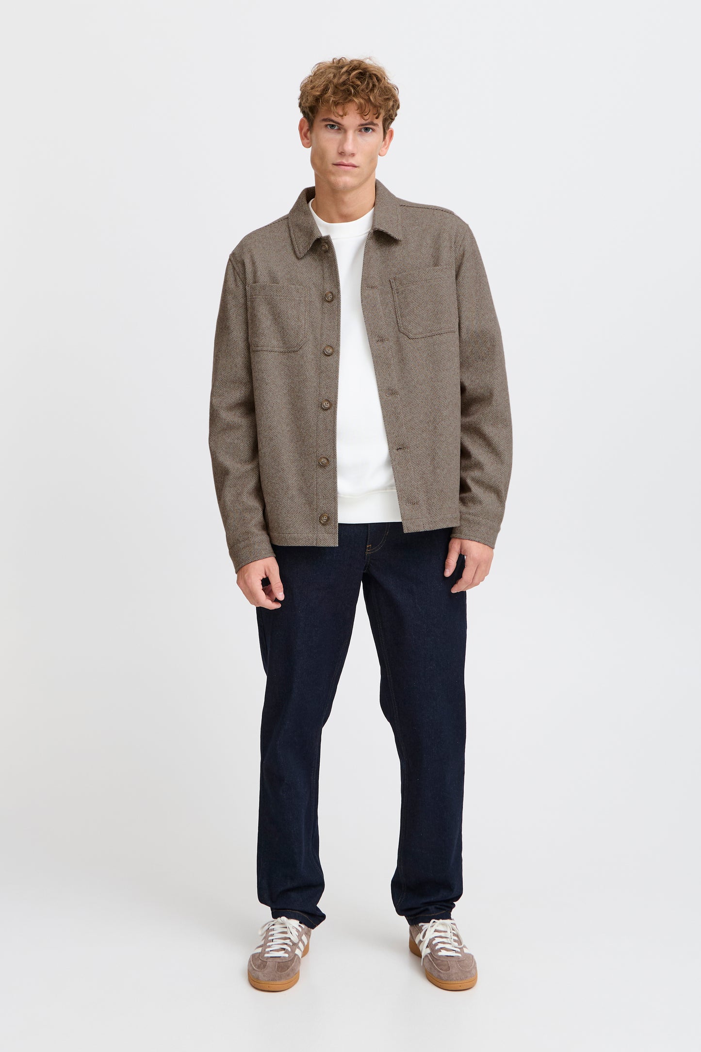 CASUAL FRIDAY GIBSON SILVER MINK MELA HERRINGBONE JACKET