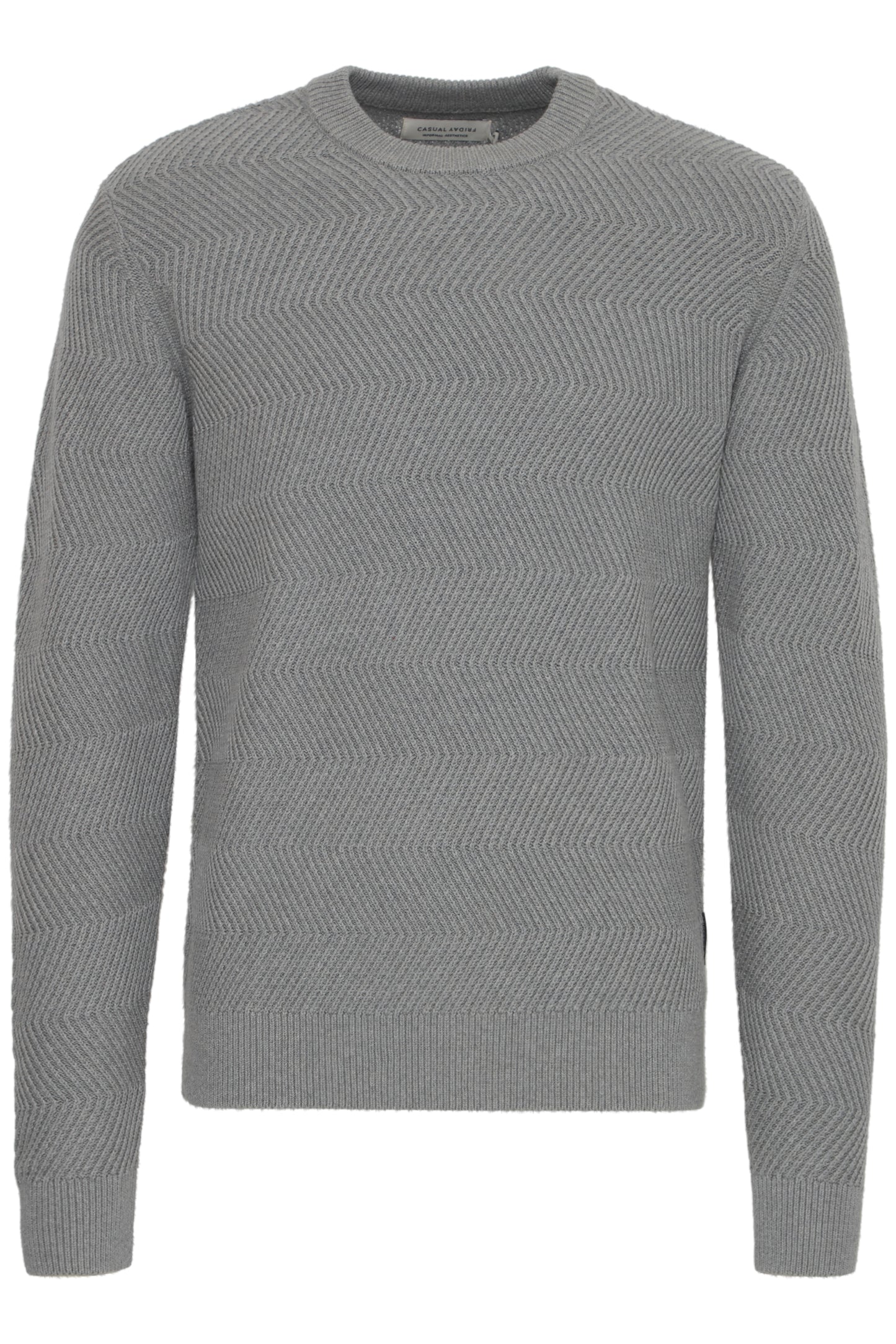 CASUAL FRIDAY MEN'S KARL STRUCTURED CREW NECK KNIT SWEATER IN MID GREY MELANGE