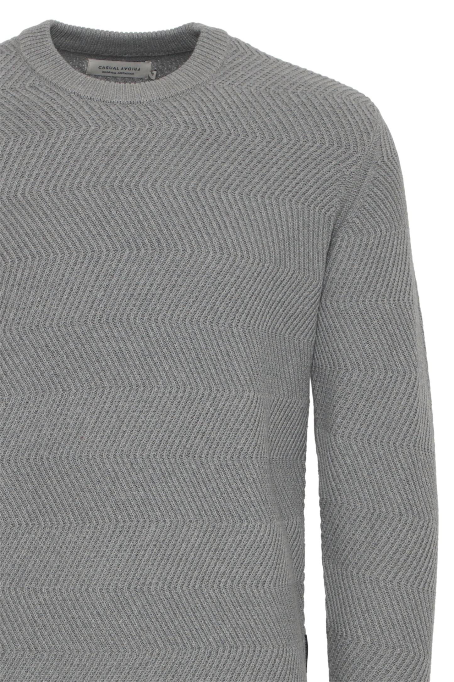 CASUAL FRIDAY MEN'S KARL STRUCTURED CREW NECK KNIT SWEATER IN MID GREY MELANGE