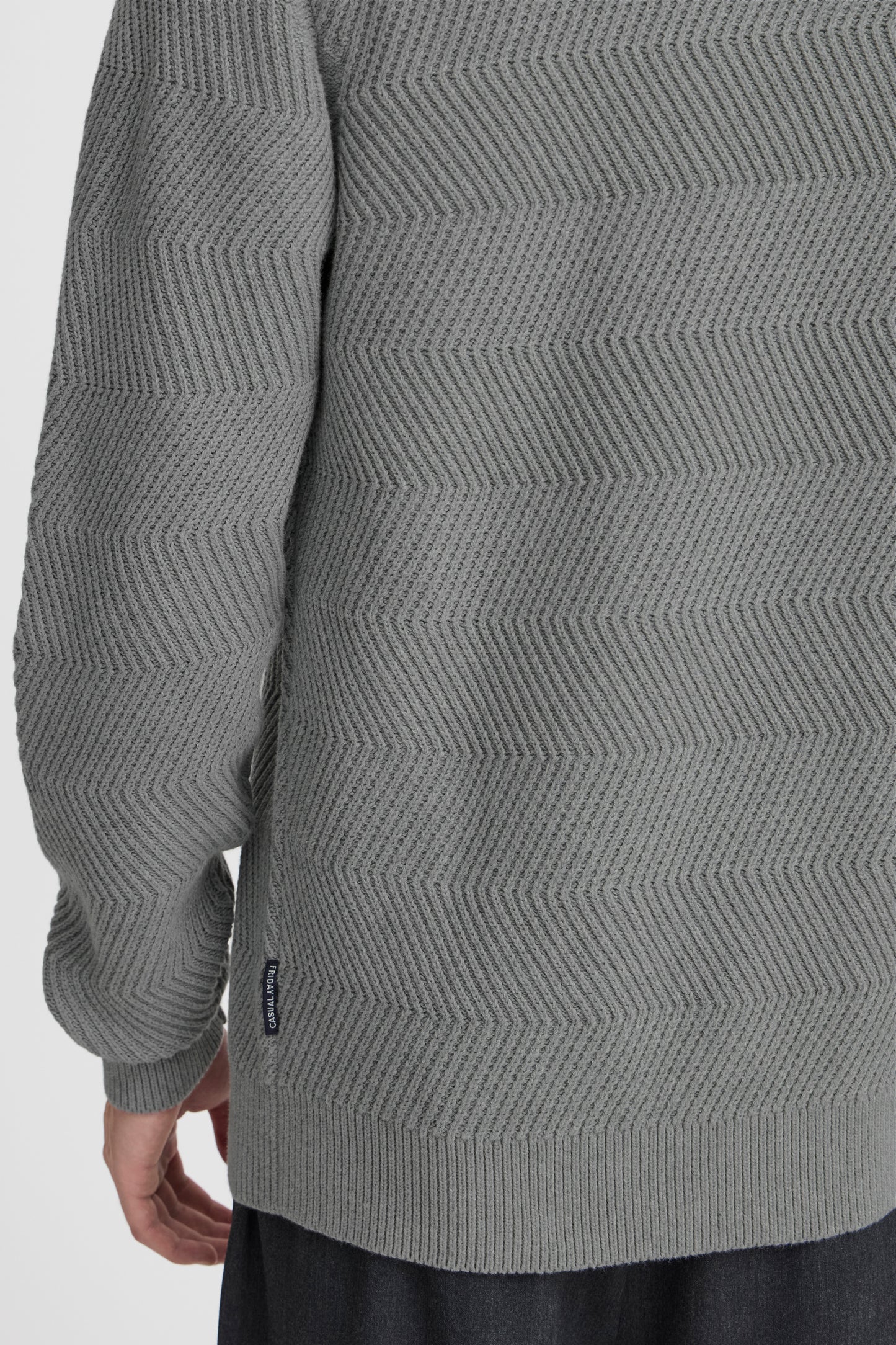 CASUAL FRIDAY MEN'S KARL STRUCTURED CREW NECK KNIT SWEATER IN MID GREY MELANGE