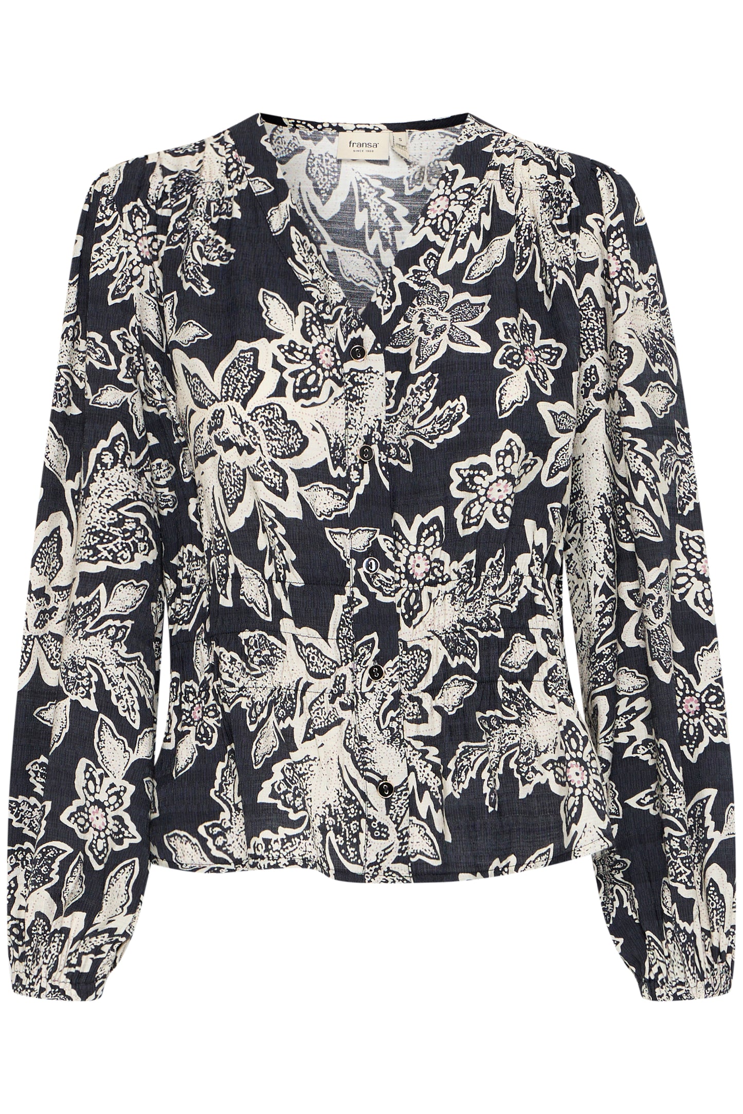FRANSA ARIANA FLORAL PRINT BLOUSE IN BLACK