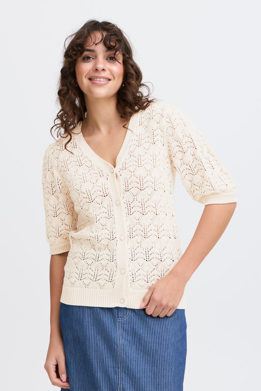 FRANSA KATELEEN KNITTED CARDIGAN IN BIRCH
