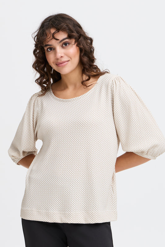 FRANSA NIA LONG SLEEVE T-SHIRT IN CORNSTALK MIX