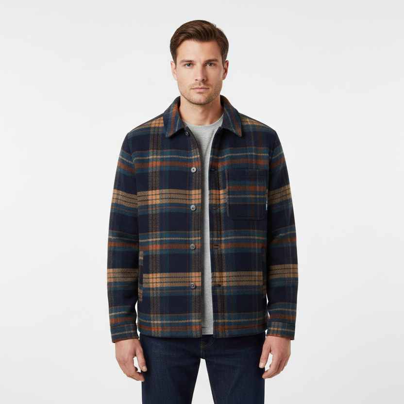 BLEND DRESS BLUE , RUST PLAID JACKET