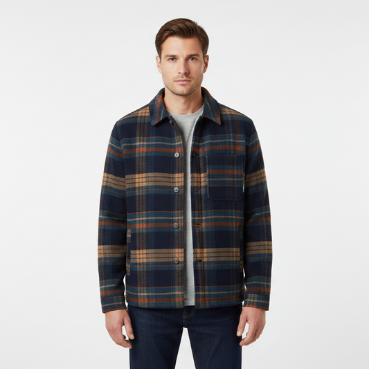 BLEND DRESS BLUE , RUST PLAID JACKET