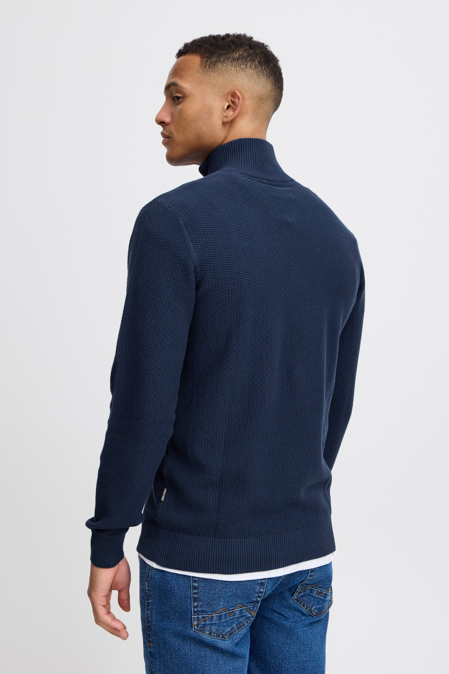 BLEND HALF ZIP SWEATER IN DRESS BLUES