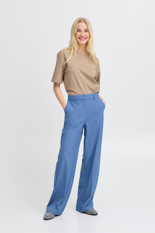 B.YOUNG DANTA WIDE LEG TROUSERS IN RIVERSIDE MELANGE