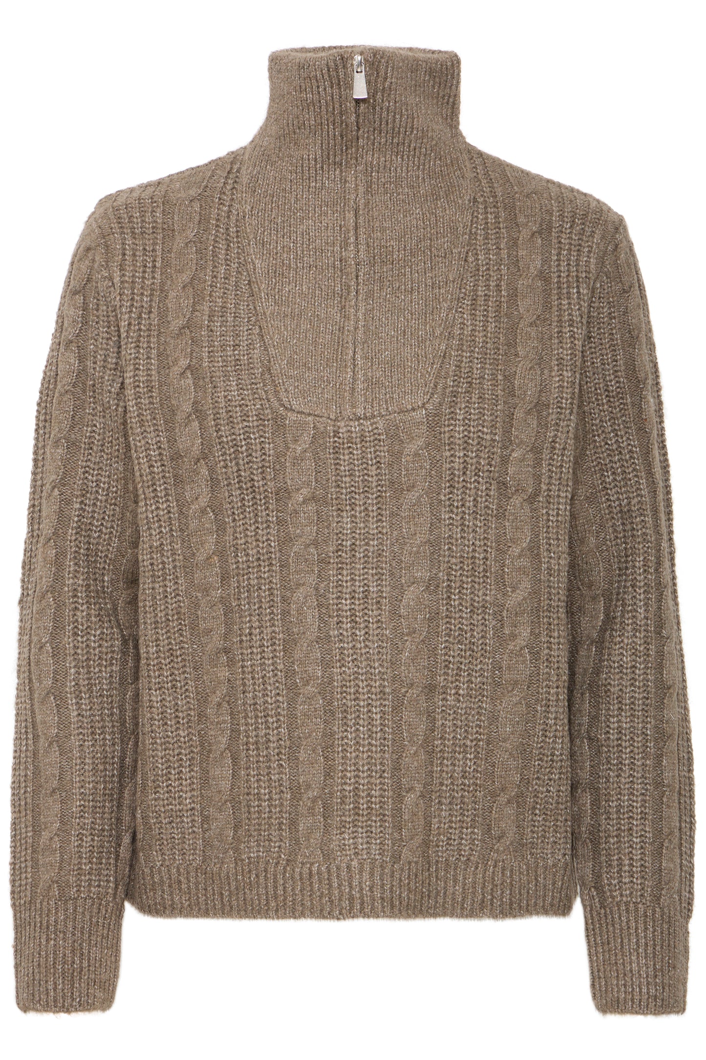 B.YOUNG NOPA HALFZIP WALNUT MELANGE JUMPER