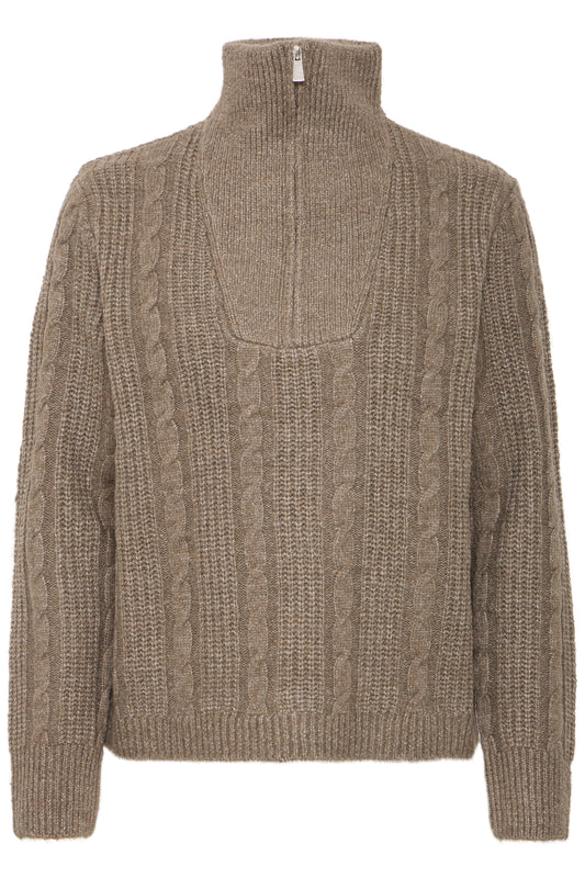 B.YOUNG NOPA HALFZIP WALNUT MELANGE JUMPER