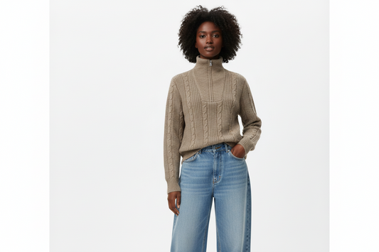 B.YOUNG NOPA HALFZIP WALNUT MELANGE JUMPER