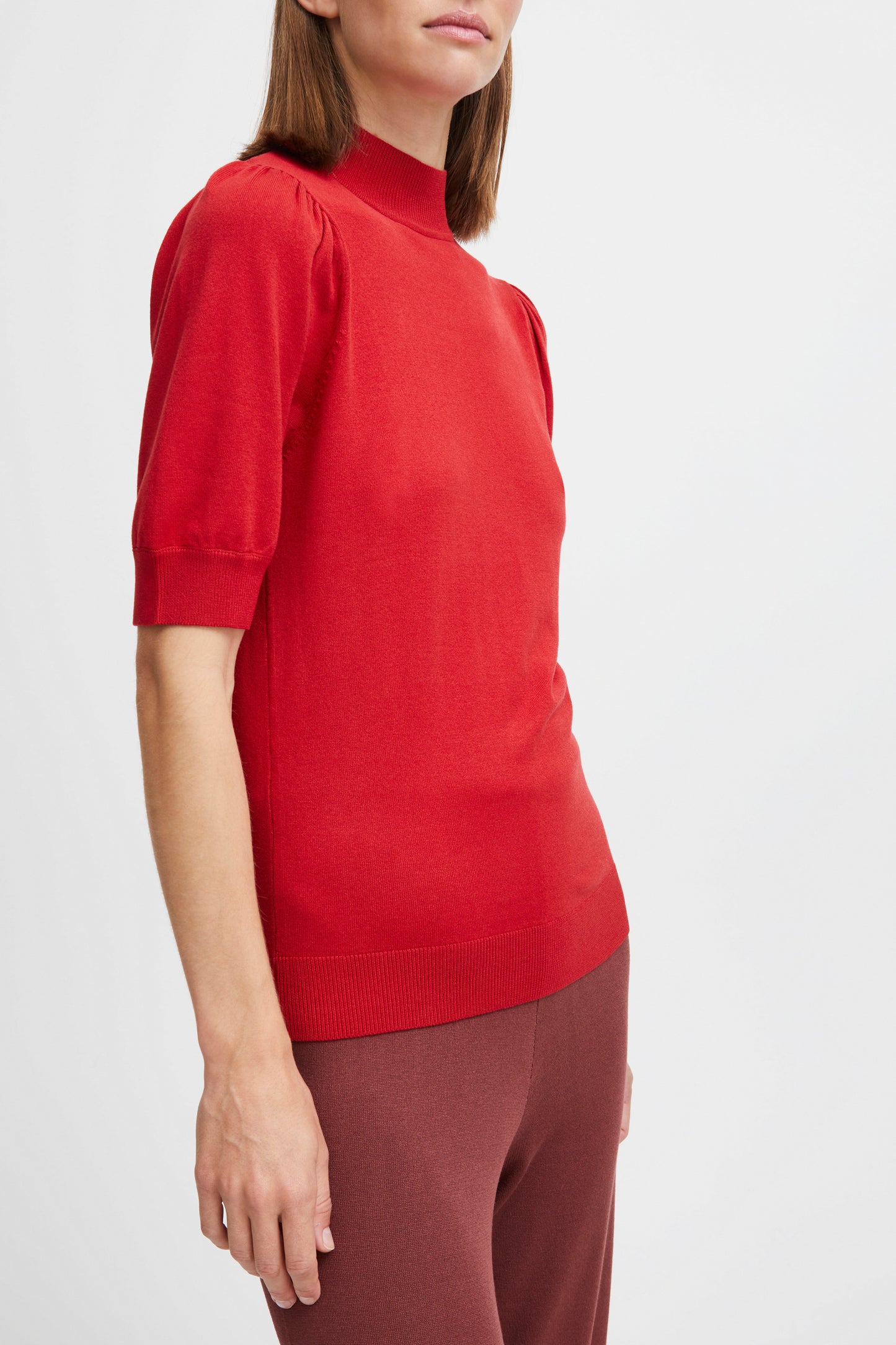 B.YOUNG MMORLA SCARLET SAGE PUFF SLEEVE PULLOVER