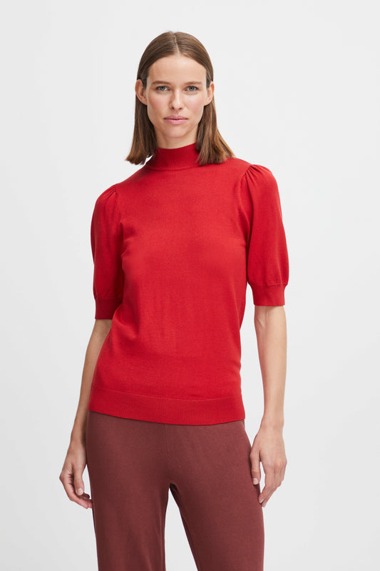 B.YOUNG MMORLA SCARLET SAGE PUFF SLEEVE PULLOVER