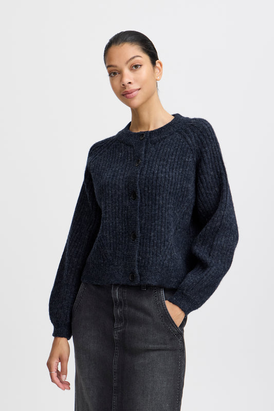 B. YOUNG NELLO SHORT NAVY CARDIGAN