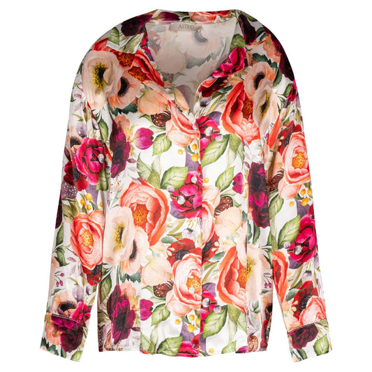 ASTRID WOVEN BUTTON BLOUSE IN BIG FLORAL PRINT