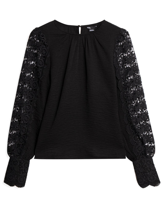 LOIS BLACK JEZABEL BLOUSE WITH LACE TRIMS