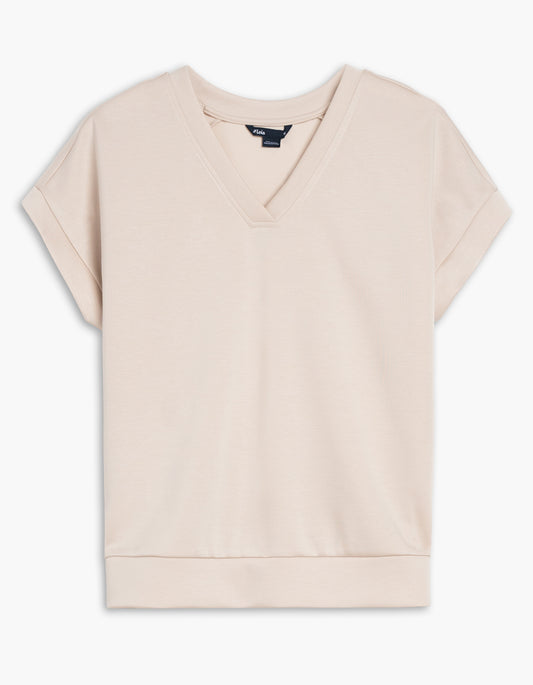 LOIS CHRISSY DROPPED SHOULDER V-NECK SWEATER IN SAND