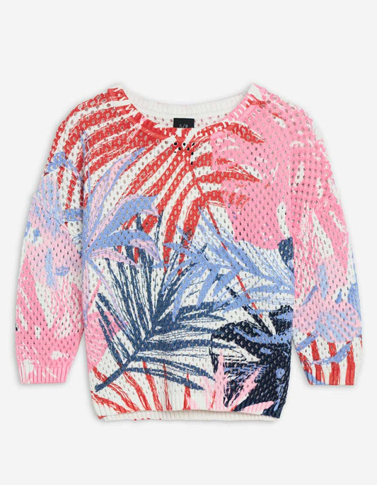 LOIS OCEANE 3/4 SLEEVE PRINTED SWEATER IN MULTI COLOUR