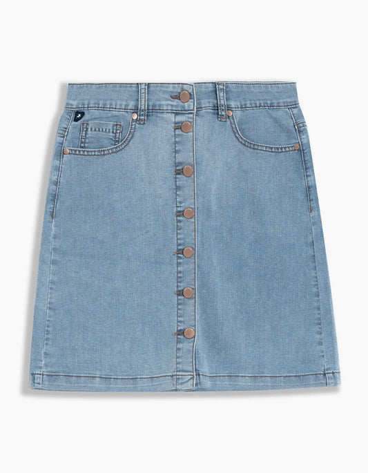 LOIS SIMONE BLEACH BLUE BUTTON UP SKIRT