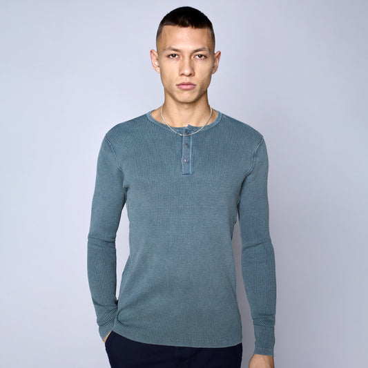 HEDGE GREEN ACID KNIT PULLOVER