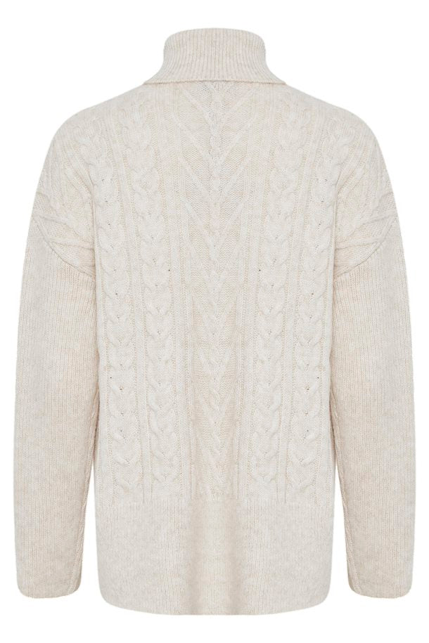 B.YOUNG NELLO CABLE SWEATER IN BIRCH MELANGE