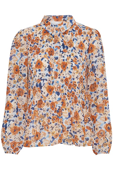 ICHI NALLY PEACH NECTOR FLORAL BLOUSE