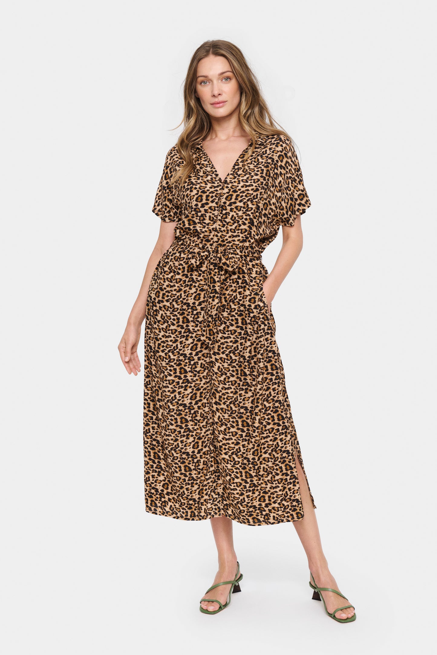 SAINT TROPEZ BLACK LEOPARD BLANCA DRESS