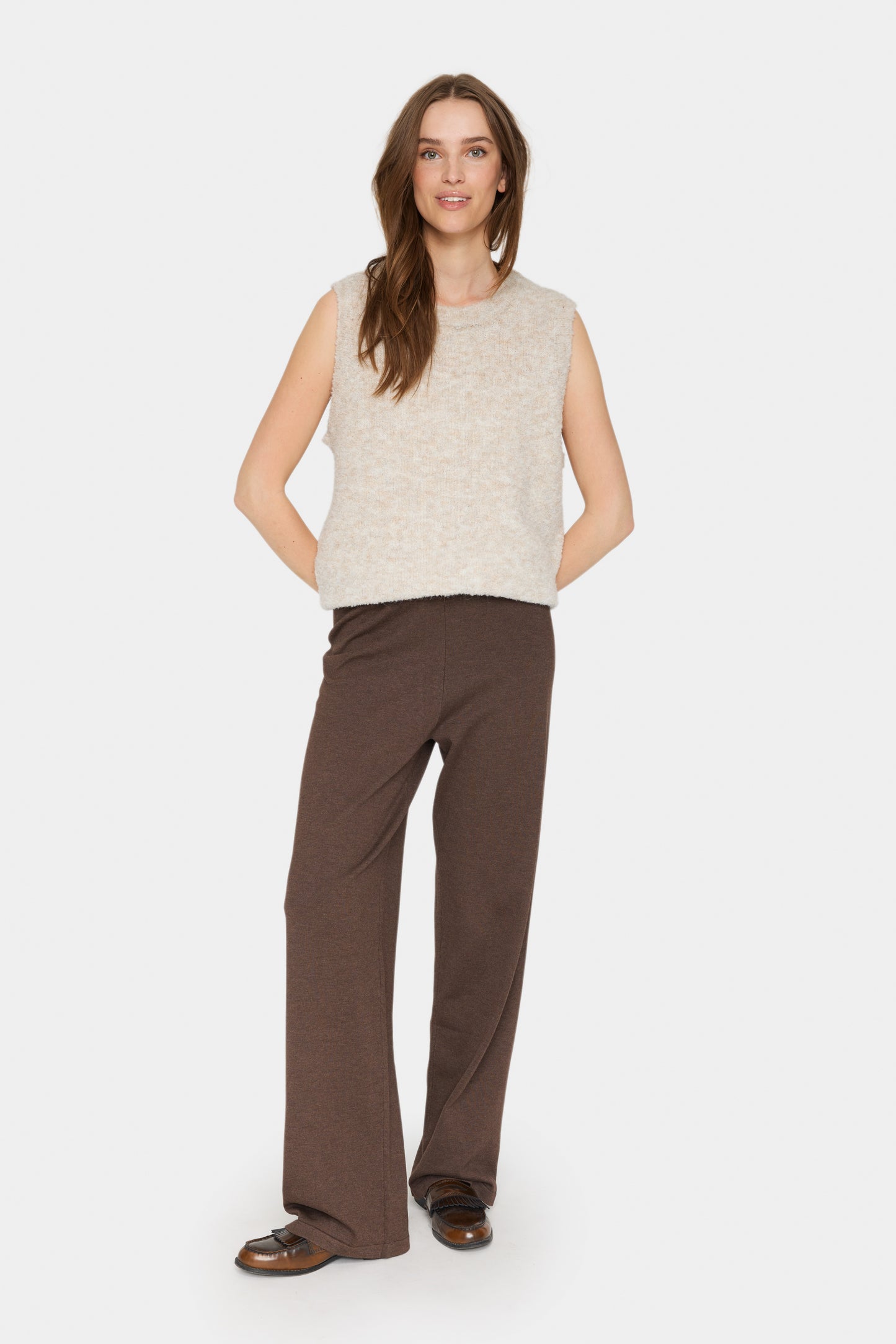 SAINT TROPEZ DARK OAK MELANGE MILA TROUSERS