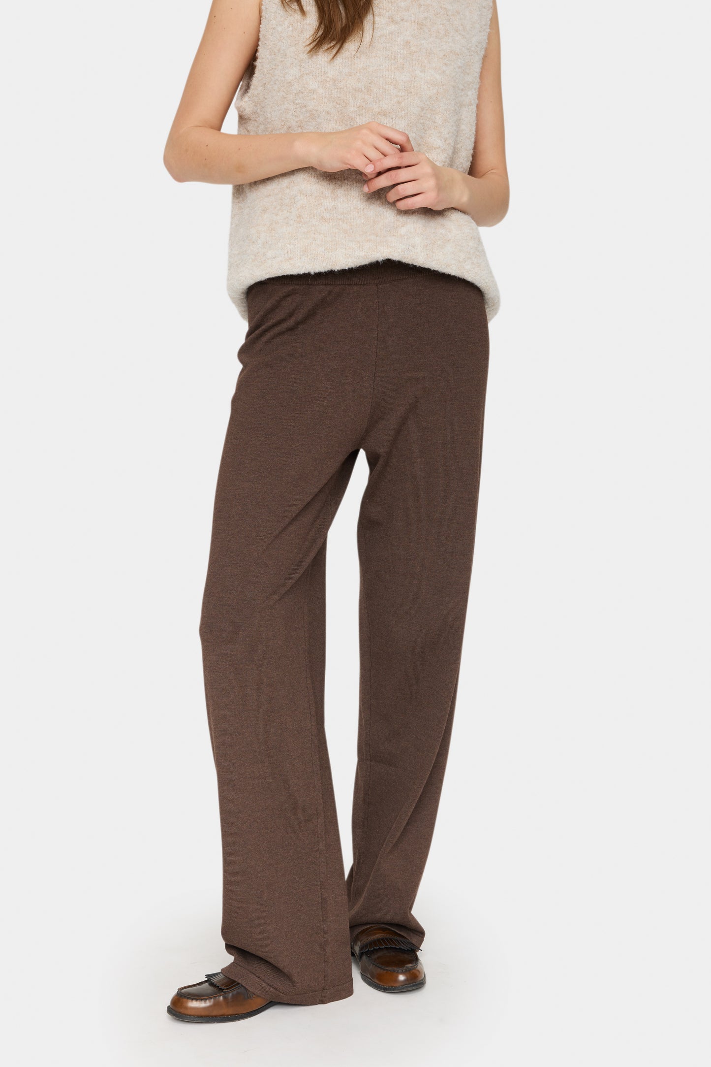 SAINT TROPEZ DARK OAK MELANGE MILA TROUSERS