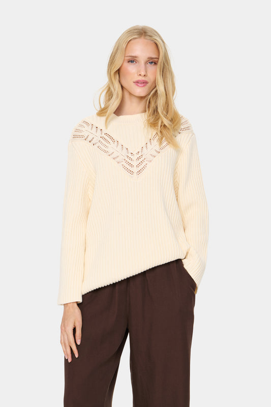 SAINT TROPEZ GILBERTA PEARLED IVORY PULLOVER