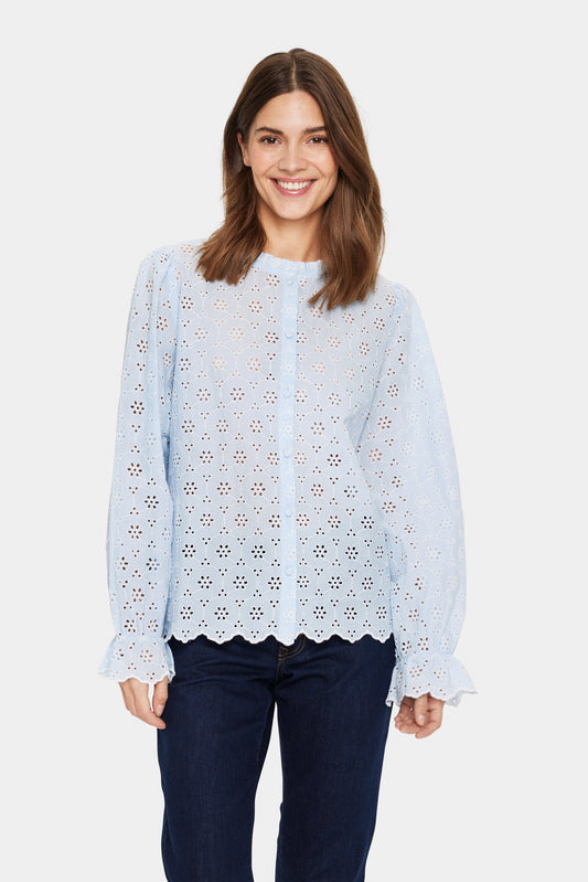 SAINT TROPEZ IVETA BLOUSE IN CHAMBRAY BLUE