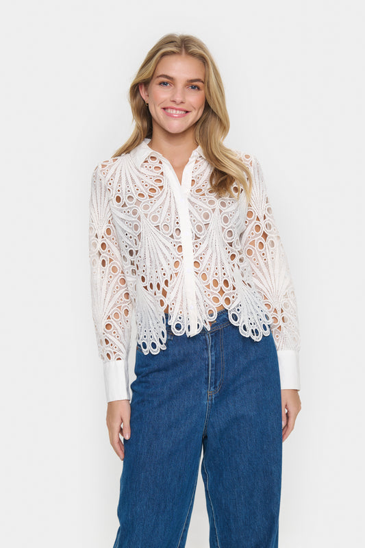 SAINT TROPEZ JILIANNA SHIRT IN BRIGHT WHITE