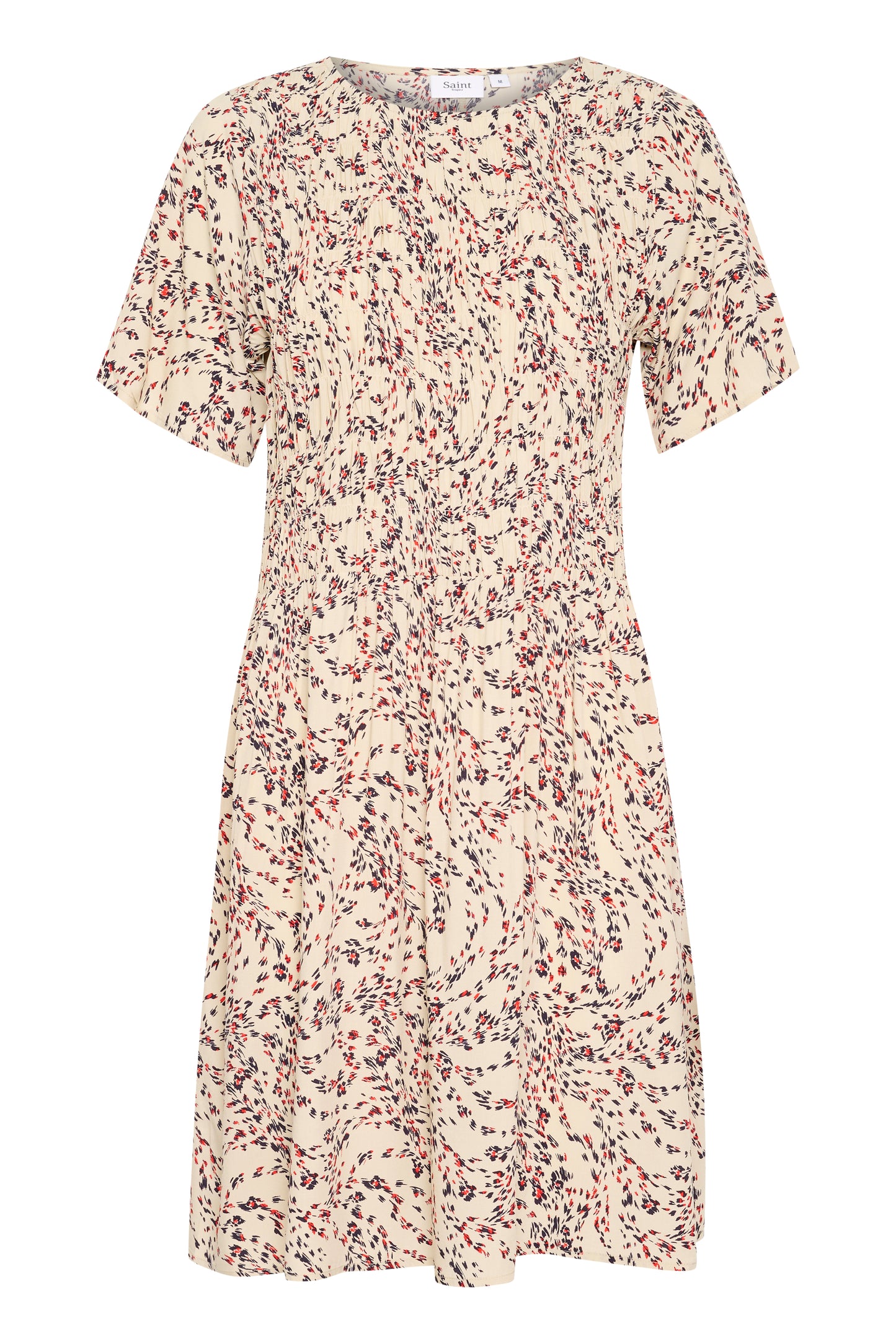 SAINT TROPEZ GISLA SHORT SLEEVE DRESS IN FOG WINDSWEPT LEAVES