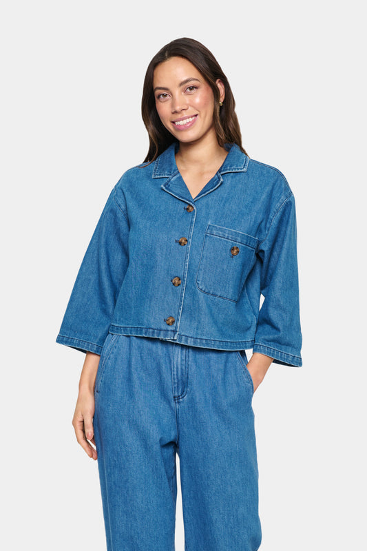 SAINT TROPEZ KAYO SHIRT IN MEDIUM BLUE DENIM