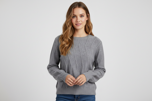 ASTRID CHARCOAL MELANGE KNIT SWEATER