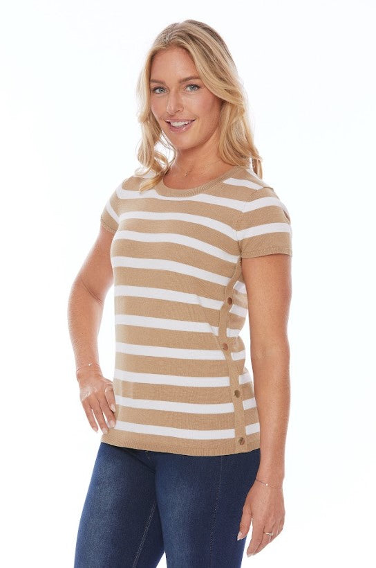 SPENSE STRIPE SNAP SIDE PULLOVER