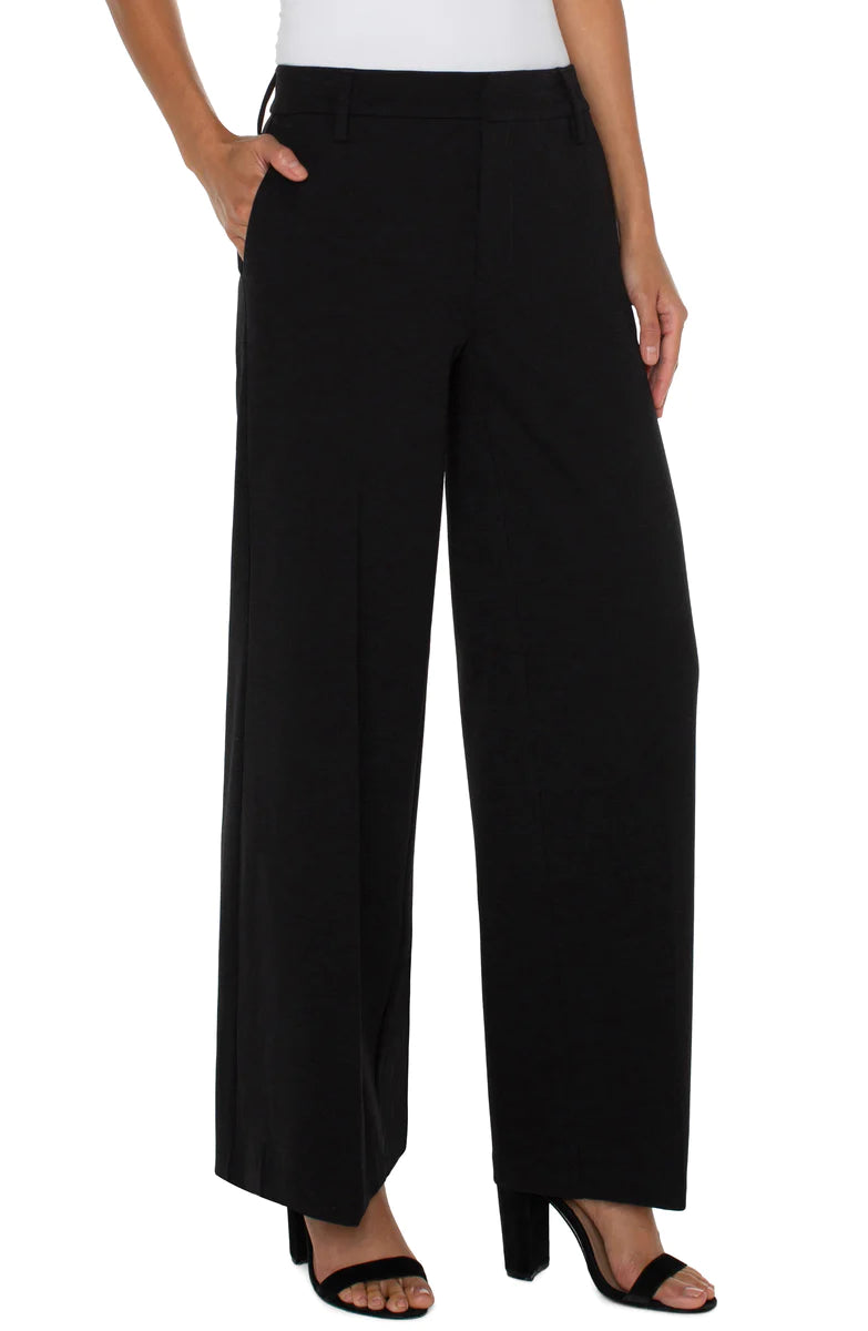 LIVERPOOL BLACK KELSEY WIDE LEG TROUSER PANT