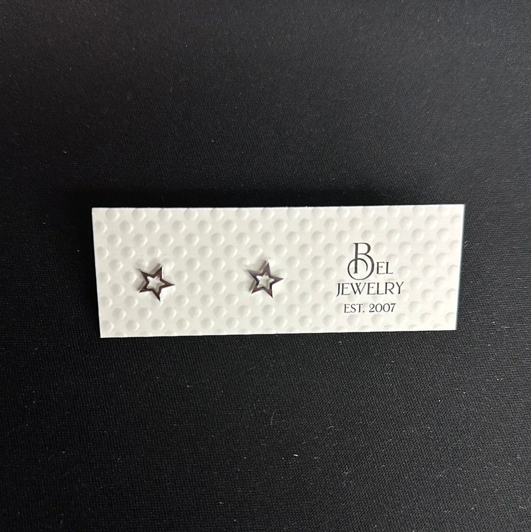 BEL JEWLERY STAINLESS STEEL HALLOW STAR STUD EARRINGS