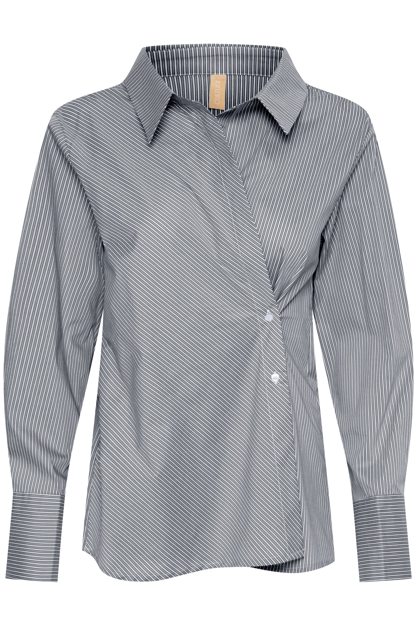 CULTURE JINK GREY STRIPE ASYMMETRIC SHIRT