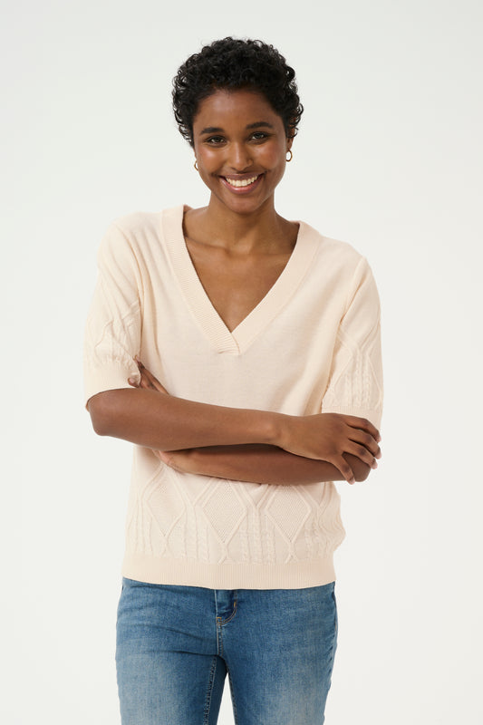 CULTURE LUISA CEYLAN SHORT SLEEVE PULLOVER IN WHITECAP